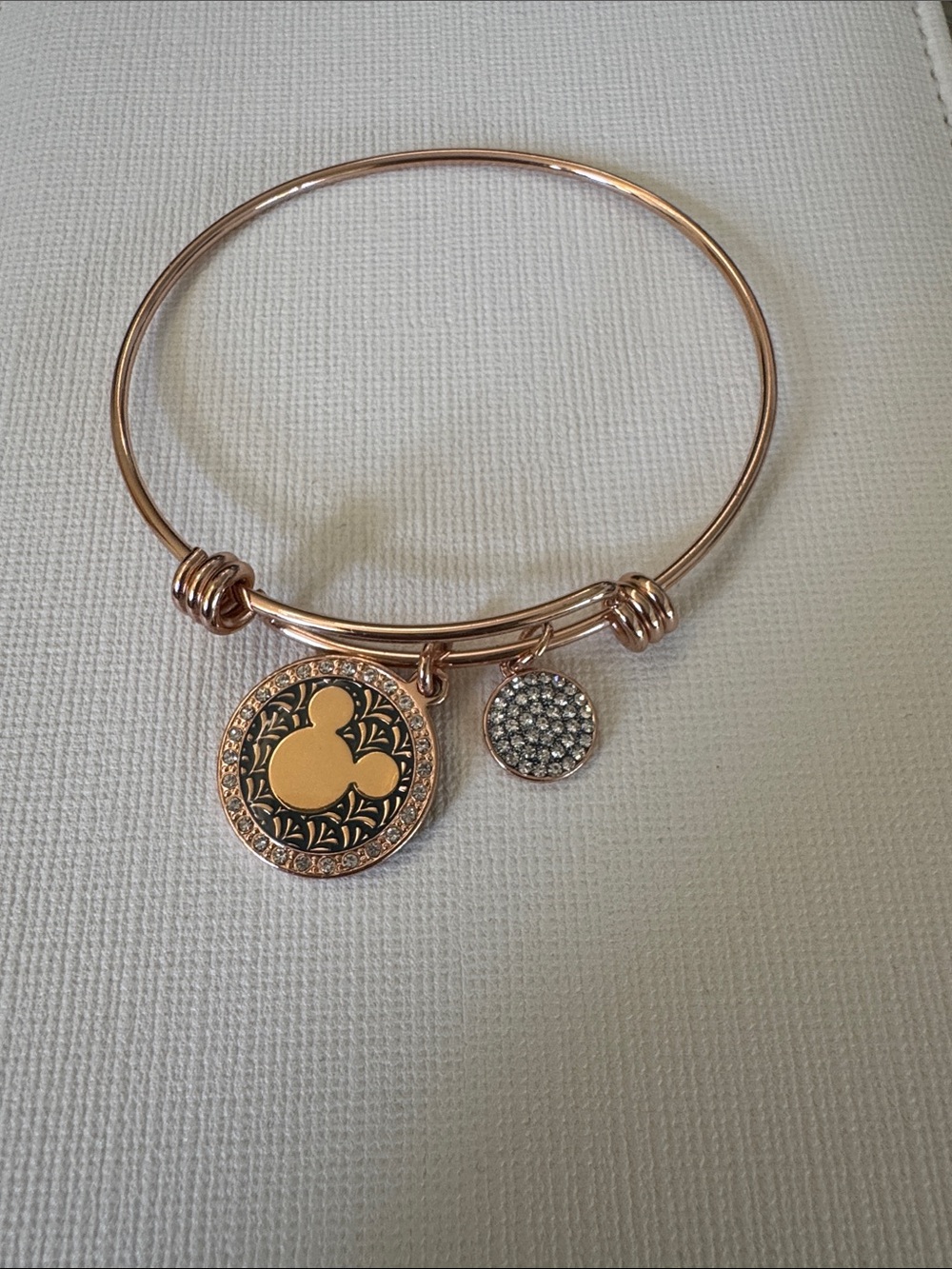Alex and Ani Rose Gold Disney Mickey Silhouette Charm Bangle